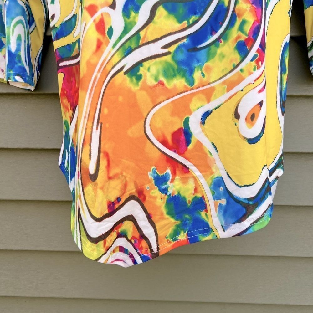 Multicolored Marble Printed Plus Size Top Size 1x… - image 3